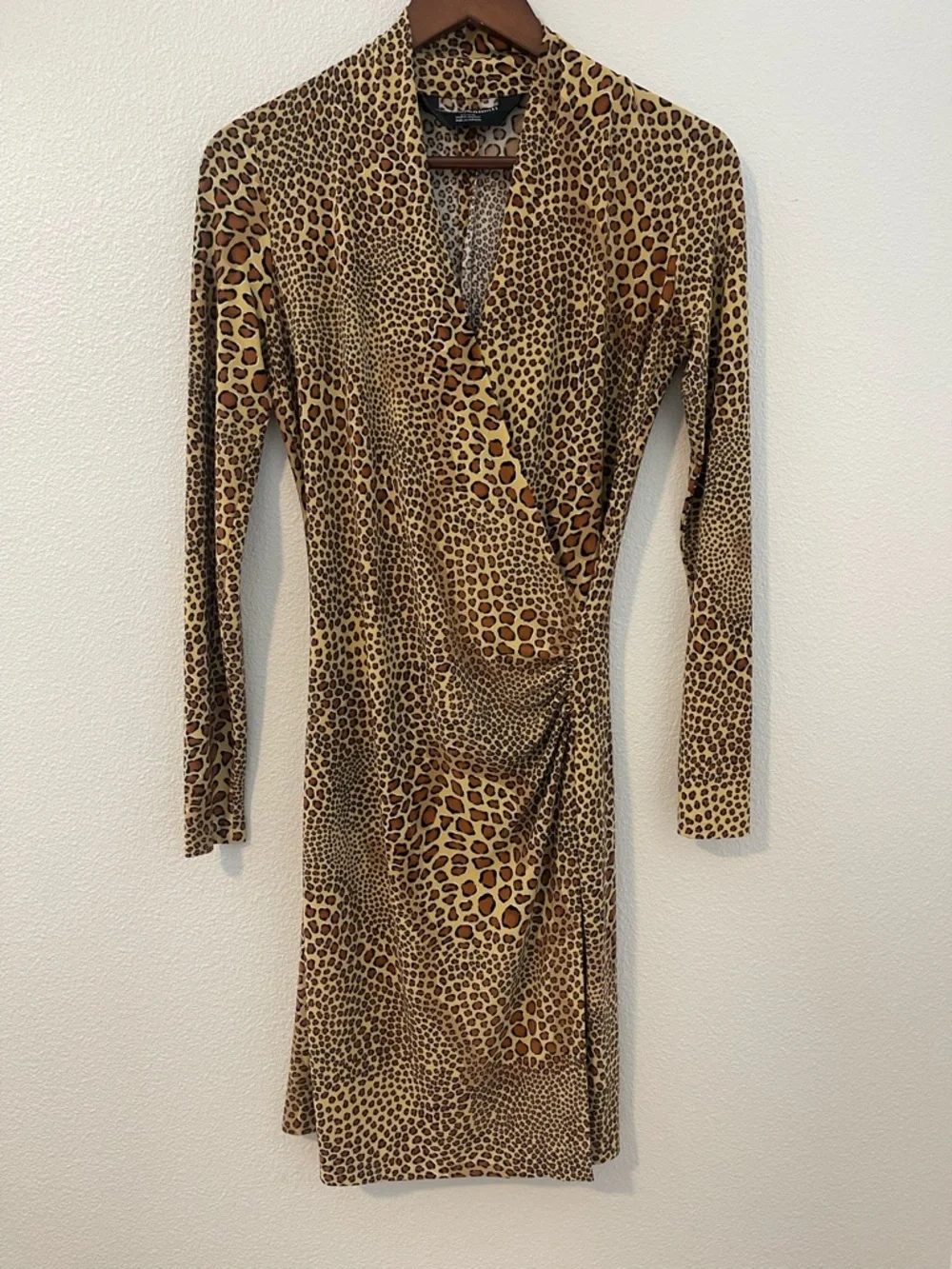 Norma Kamali Leopard-Print Long Sleeve Wrap Dress - Picture 2 of 7
